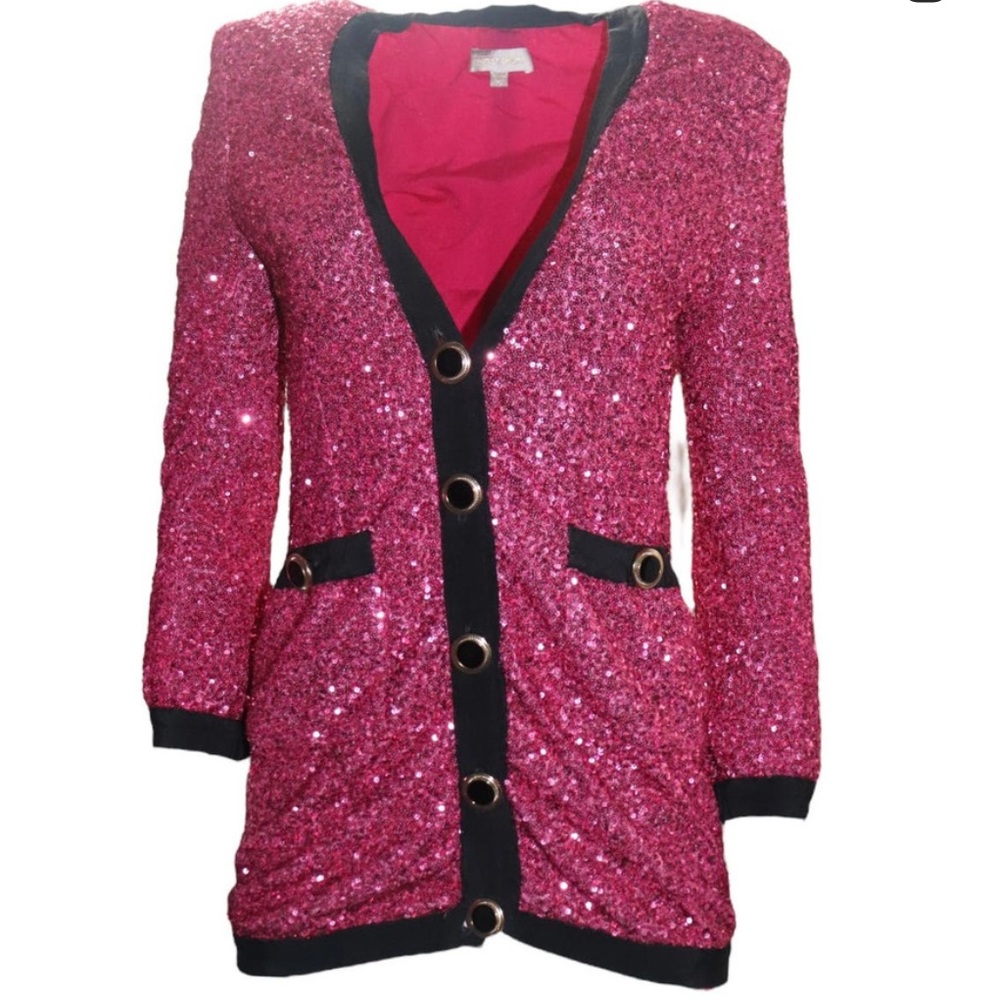Ronny Kobo Collection Avril Fuchsia Sequin Blazer Pink Women’s Size‎ Small